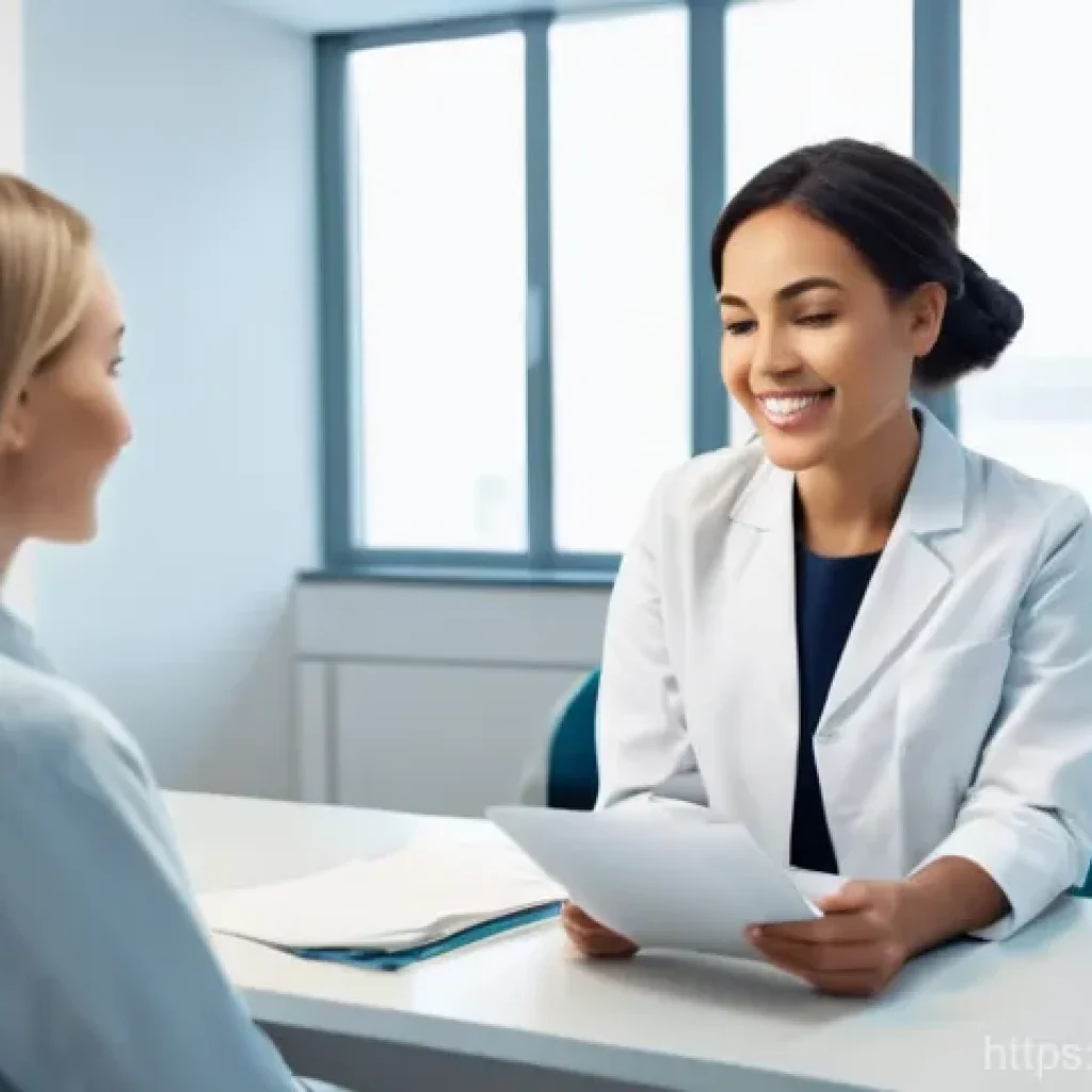 치과에서 시행하는 구강검진 항목 - **Prompt for Initial Consultation:**
A warm and inviting modern dental office interior. A friend...