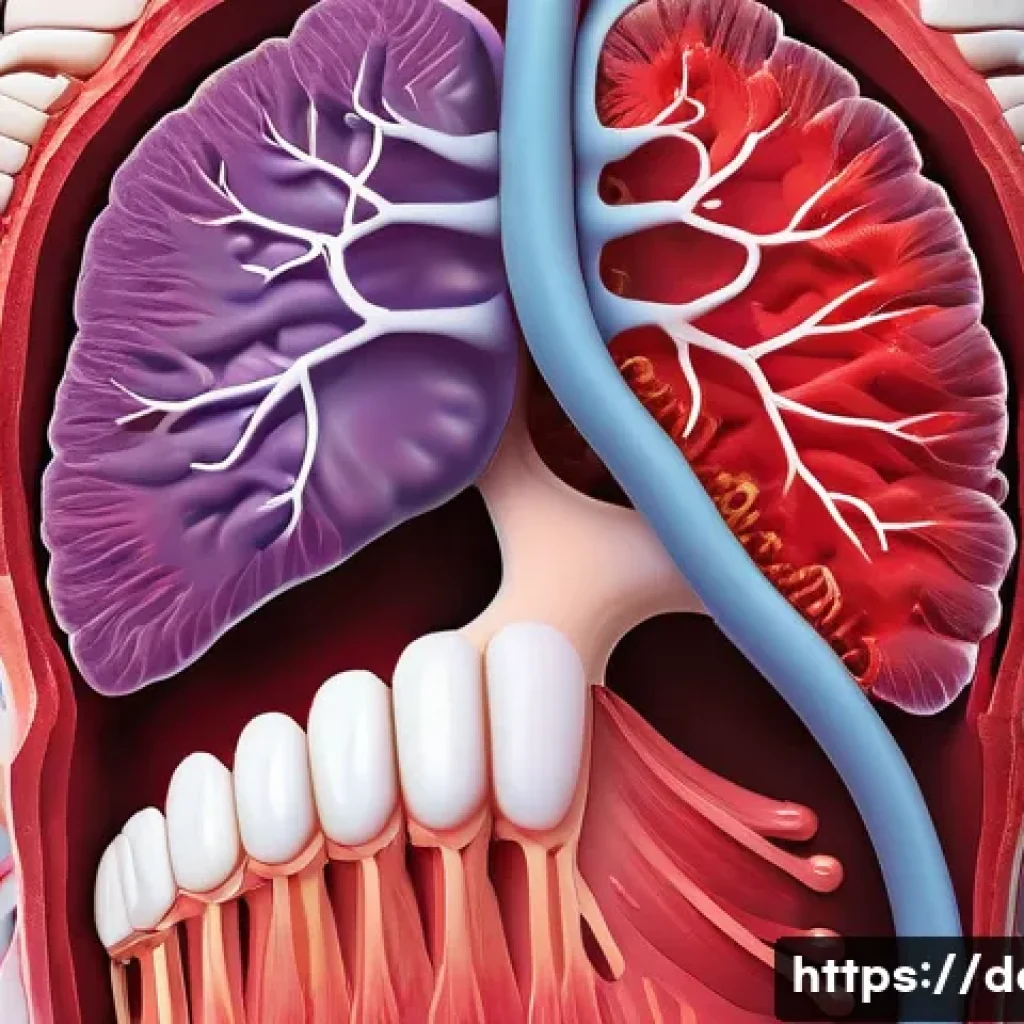 잇몸 질환과 심혈관 질환의 관계 - **Image Prompt: The Silent Threat of Gum Inflammation Spreading Systemically**
A conceptual medi...