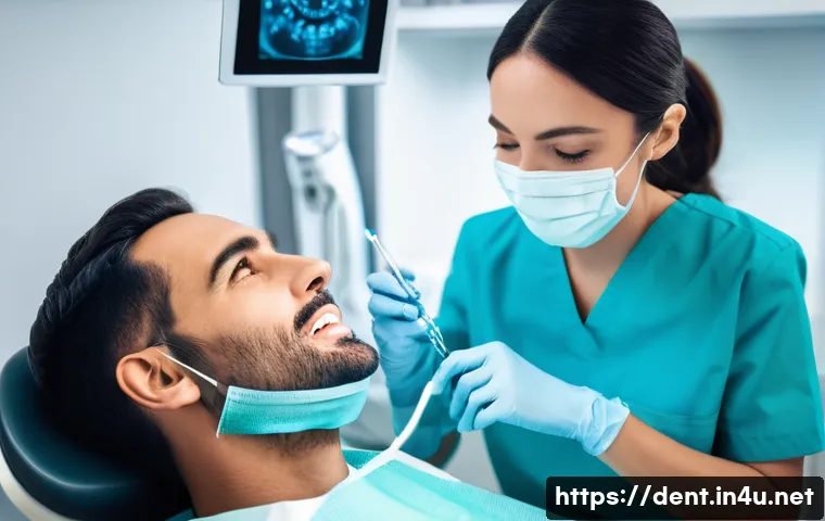 임플란트 시술 후 통증 관리 팁 - **Prompt 1: Advanced Painless Dental Implant Procedure**
An overhead shot inside a modern, steri...